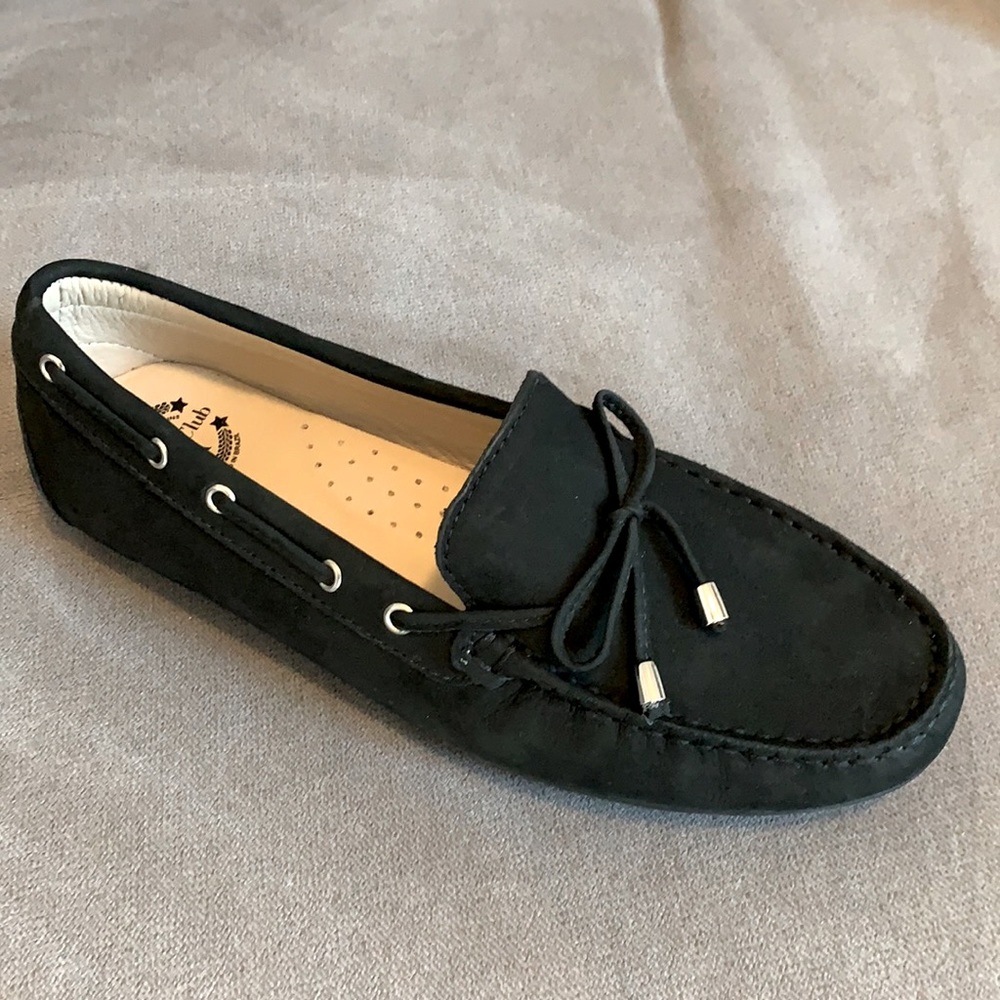 Driving Loafers, Black Nubuck Suede, New, 7.5